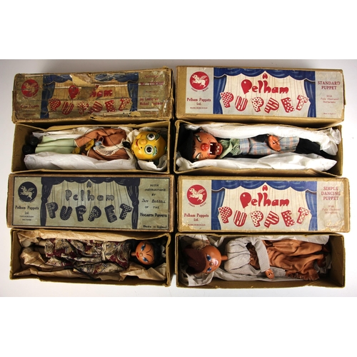 Eight vintage Pelham Puppets in original blue label boxes, comprising ...
