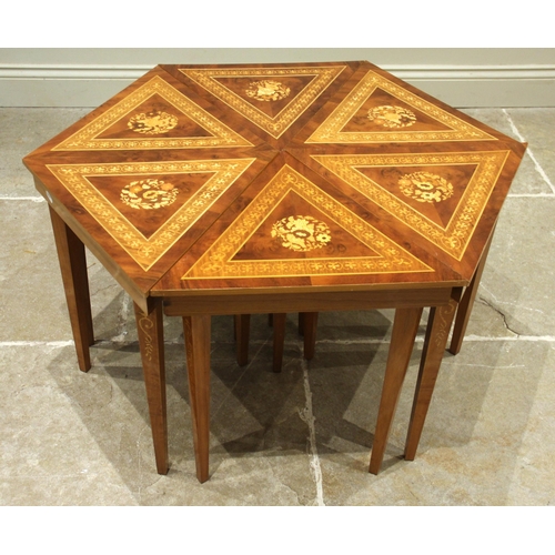 A hexad of Italian walnut Sorrento musical tables, late 20th century ...