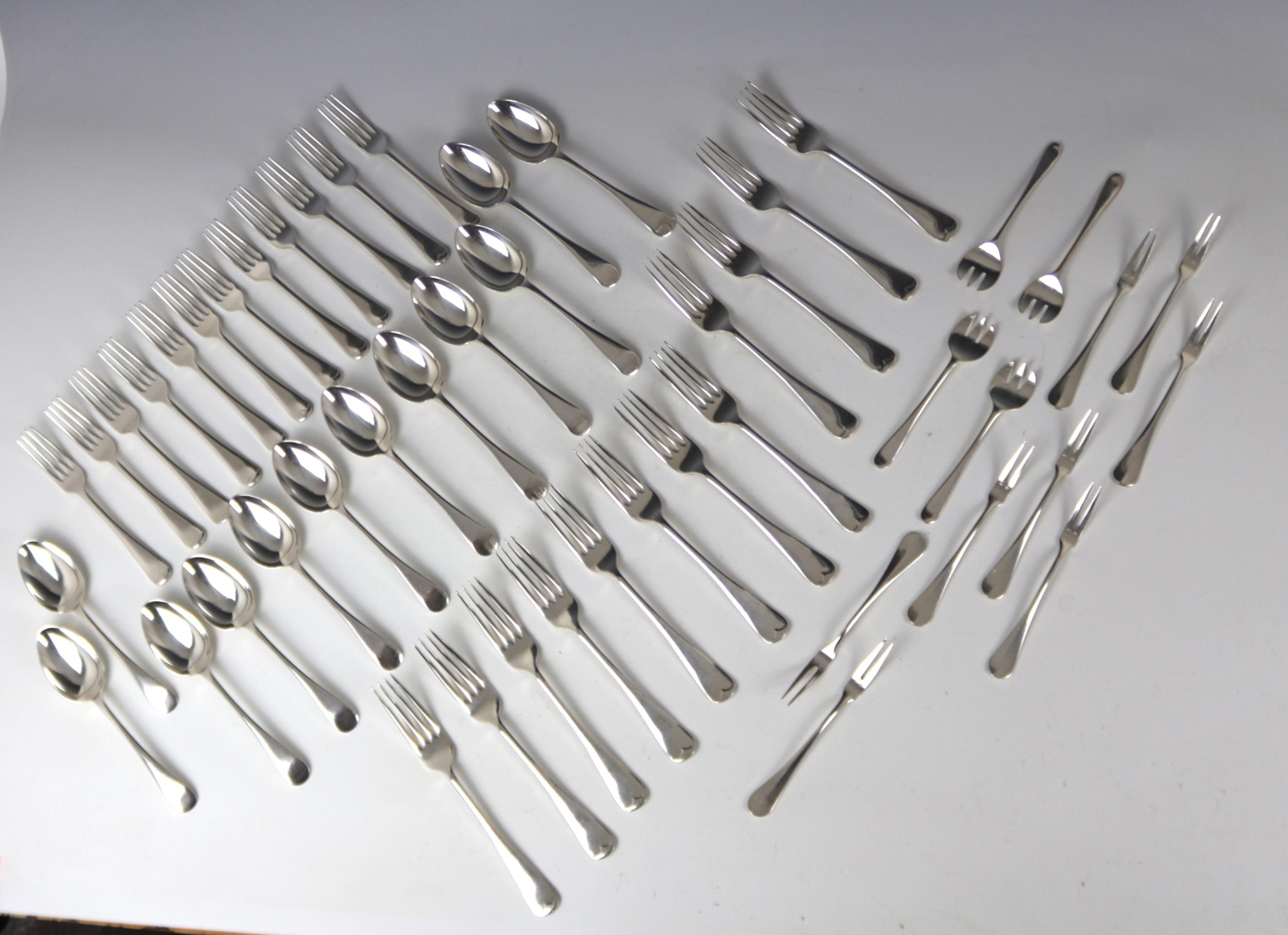A selection of Old English pattern silver plated flatware, including ...