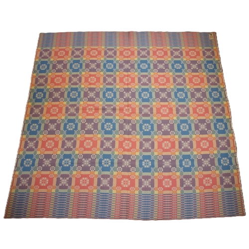 A vintage Holytex Mill multi-coloured wool Welsh blanket, reversible ...