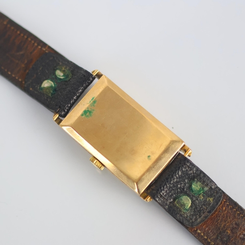 172 - An early 20th century 9ct gold cased ‘Tank’ style watch, the rectangular dial with Arabic numerals a... 