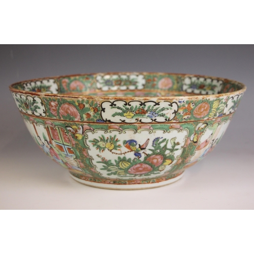 593 - A Chinese porcelain famille rose centre bowl, late 19th century, the large circular bowl decorated w... 