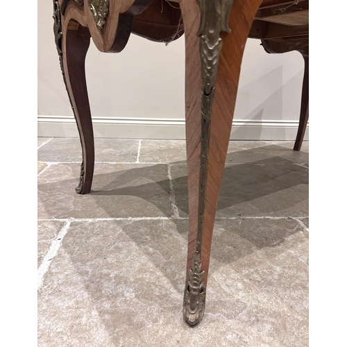549 - A French Louis XVI kingwood and tulipwood ormolu mounted bureau plat, the top of rectangular form bo... 
