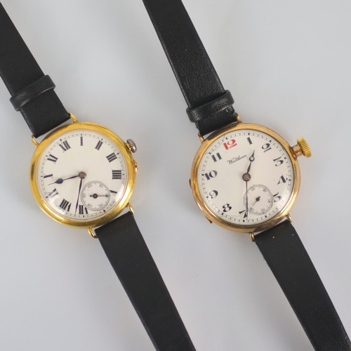 83 - An 18ct gold cased ladies wristwatch, the circular white dial with Roman numerals and subsidiary dia... 