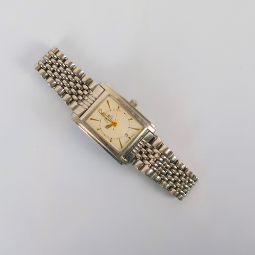 84 - A ladies Oris automatic wristwatch, the rectangular dial with baton and Arabic numerals, date apertu... 