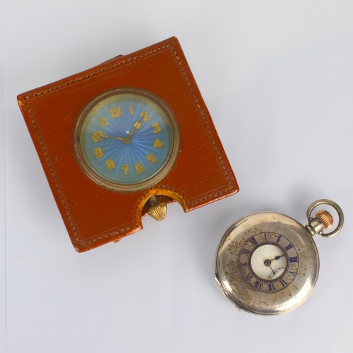 91 - An early 20th century Octava enamel '8 day' pocket watch, the blue enamel dial with Arabic numerals,... 