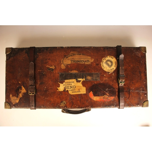 395 - A shotgun case by Joseph Lang and Son, early 20th century, the wooden framed leather and brass bound... 