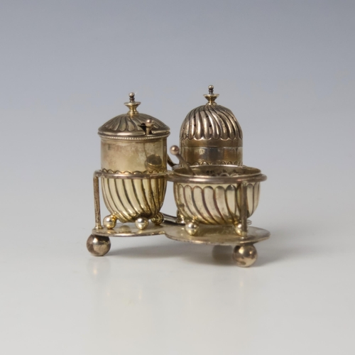 51 - A Victorian silver cruet set, Horace Woodward & Co Ltd, London 1900, comprising mustard pot, open sa... 