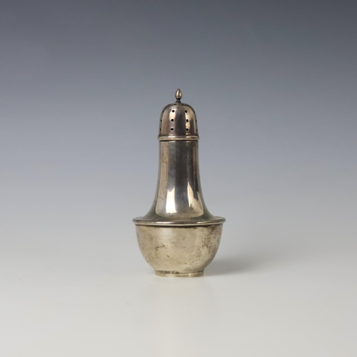 53 - A George V silver mounted sugar caster, Joseph Gloster Ltd, Birmingham 1938, of Art Deco plain polis... 