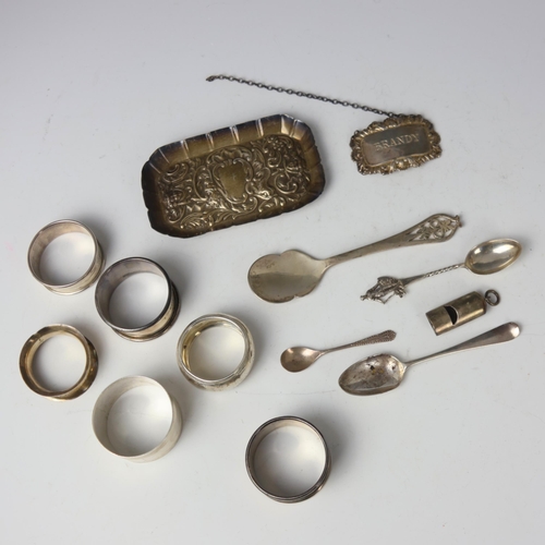 67 - A selection of silver, including a Victorian silver dressing table tray, William Comyns & Sons Ltd, ... 