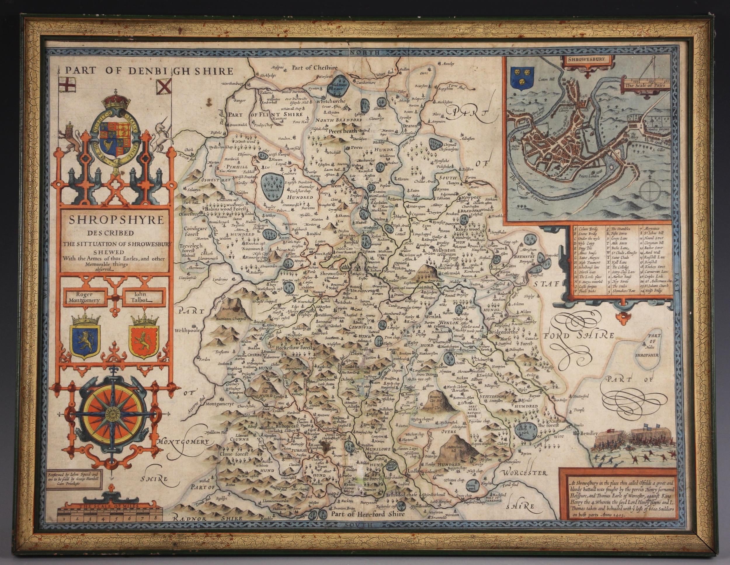 John Speed (British, 1552-1629), SHROPSHYRE DESCRIBED THE SITUATION OF ...