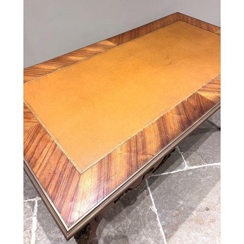 549 - A French Louis XVI kingwood and tulipwood ormolu mounted bureau plat, the top of rectangular form bo... 