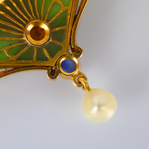 104 - An early 20th century French brooch/pendant, the Art Nouveau brooch with central depiction of maiden... 
