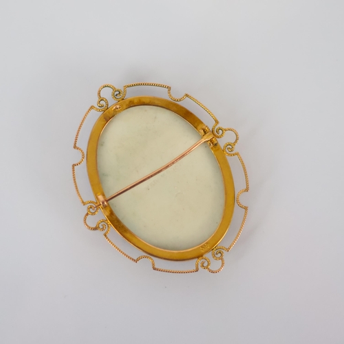 128 - A late 19th/early 20th century Wedgwood Jasperware brooch, the blue and white plaque depicting Zeus,... 