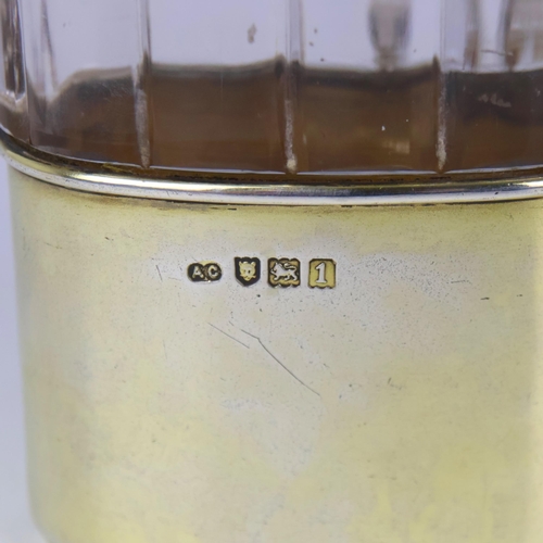 13 - A Victorian silver mounted glass hip flask, Frederick Brasted, London 1886, the bayonet cap with app... 