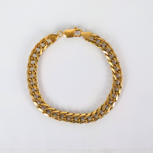 149 - A late 20th century 9ct gold bracelet, the curb link chain with lobster fastener stamped for 1992 wi... 