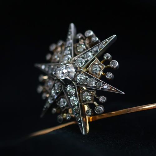 150 - A 19th century trio of diamond brooches converting to a tiara, hair combs and /or pendants, the thre... 