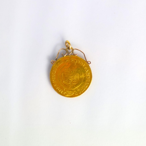 167 - George III (1760-1820) half guinea, dated 1810, with yellow metal pendant mount, gross weight 4.4gms