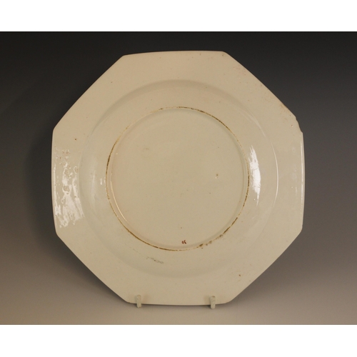 300 - A Bow porcelain kakiemon palette octagonal plate in the 'Two Quail' pattern, circa 1765, unmarked, 2... 