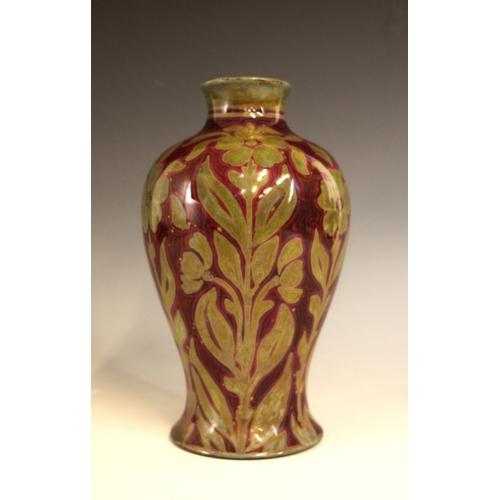 310 - Bernard Moore (British, 1850-1935), a flambe glazed art pottery vase, of inverted baluster form with... 