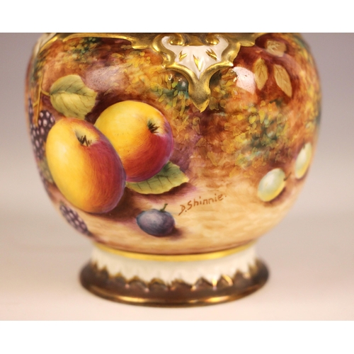 318 - A Royal Worcester 'Fallen Fruit' pot pourri and cover hand-painted by Derek Shinnie, late 20th centu... 