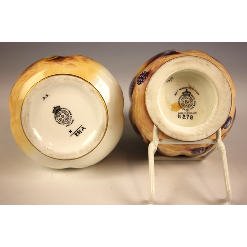 318 - A Royal Worcester 'Fallen Fruit' pot pourri and cover hand-painted by Derek Shinnie, late 20th centu... 