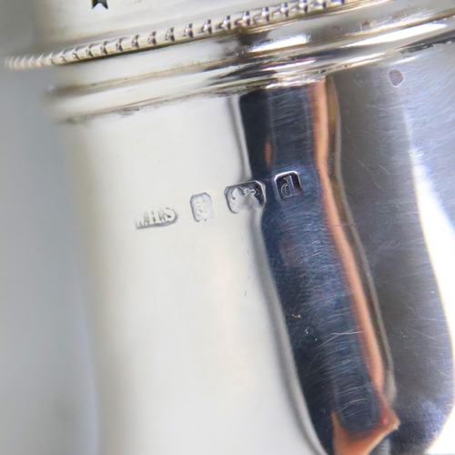 33 - An Edwardian silver sugar caster, William Henry Sparrow, Birmingham 1903, the associated (1902) pier... 