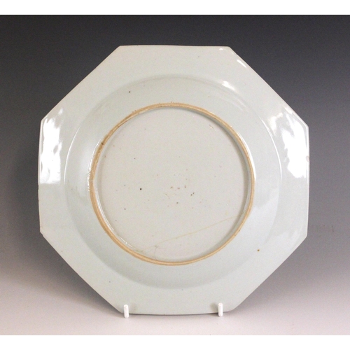330 - A set of eight Chinese export porcelain blue and white plates, 18th century, each of octagonal form ... 