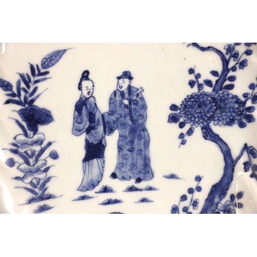 336 - A Chinese export porcelain blue and white 'leaf' dish, 18th century, the leaf shaped shallow dish ce... 