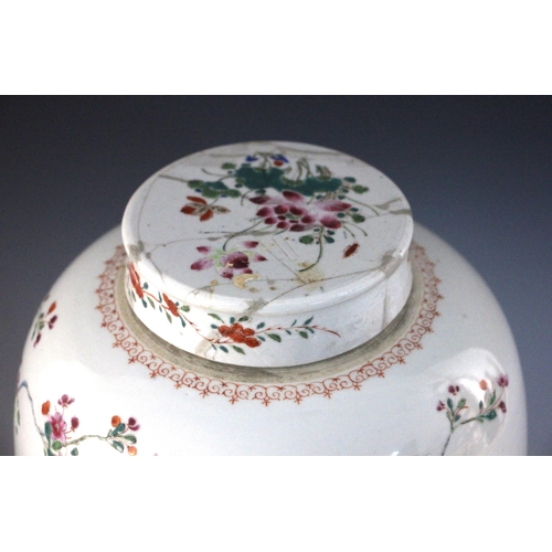 361 - A large Chinese porcelain ginger jar, cover and stand, 18th century, of typical ovoid form and paint... 