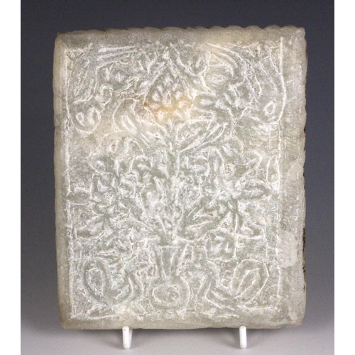 363 - A Western Asiatic carved soapstone stele, Mesopotamia, carved with two Assyrian gods, the reverse ca... 