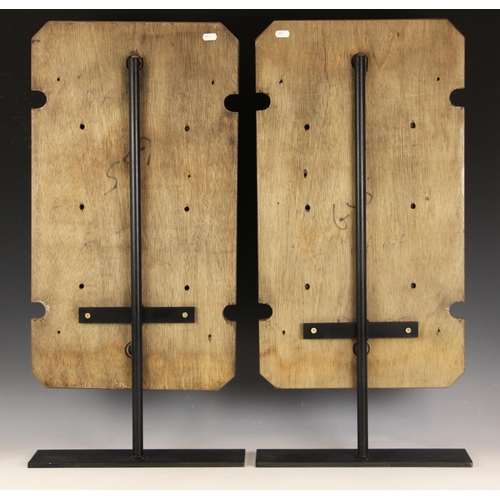 373 - Two cylinder head casting patterns, 20th century, the wooden patterns of conforming shape with origi... 