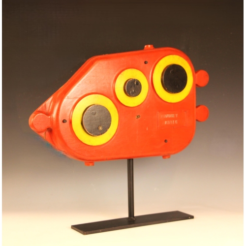 374 - A Timoney Adtec engine component casting pattern, 20th century, the wooden pattern in original red, ... 