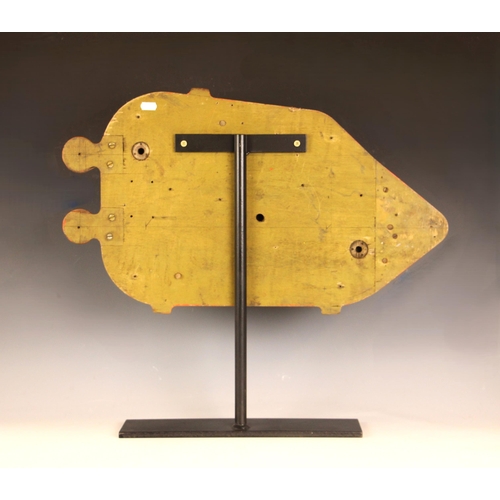 374 - A Timoney Adtec engine component casting pattern, 20th century, the wooden pattern in original red, ... 