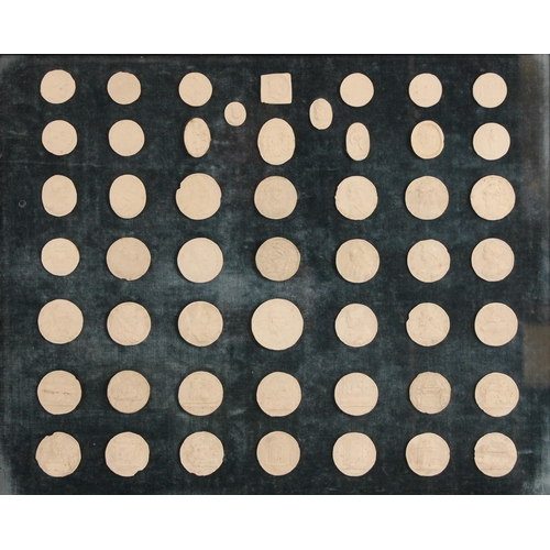 379 - Fifty one plaster intaglio casts, some taken from the 1731 Kings and Queens of England Medals by Jea... 