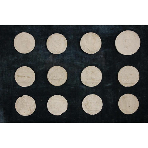 379 - Fifty one plaster intaglio casts, some taken from the 1731 Kings and Queens of England Medals by Jea... 