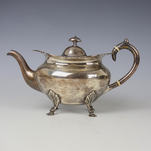 40 - An Edwardian silver three piece tea service, John Alexander Fettes, Glasgow 1901, comprising teapot,... 