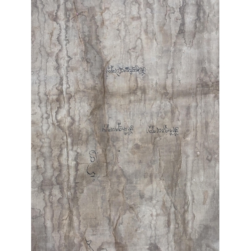 415 - A South East Asian Tibetan Thangka, 19th century, painted in gouache against a silk and metallic gro... 