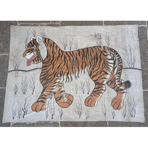 417 - Japanese School, early 20th century, gouache on paper, scroll painting depicting an Oni (Demon), sig... 