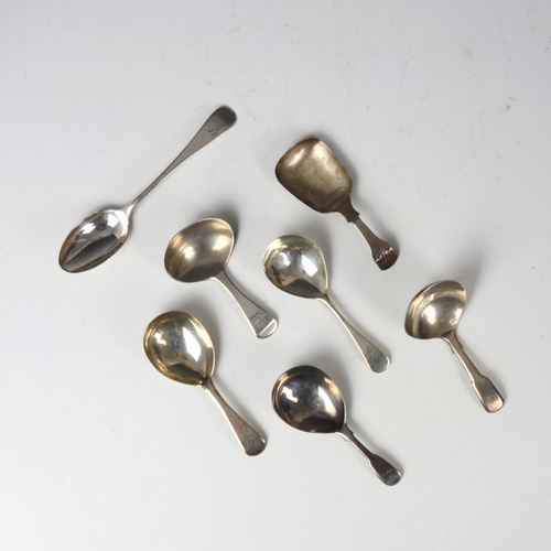 55 - A selection of silver caddy spoons, including a George IV example, Ledsam & Vale, Birmingham 1826, t... 