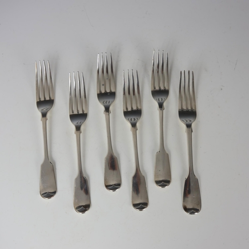 61 - A set of five Victorian silver Fiddle Pattern table forks, John James Whiting, London 1840, of typic... 