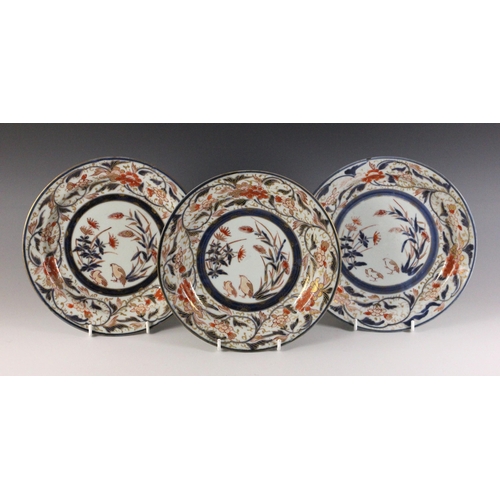 344 - A collection of Japanese Imari plates, Arita, 18th century, to include a pair, bearing Marchant Lond... 