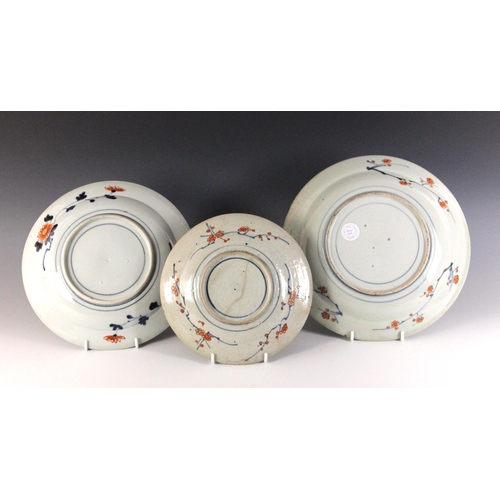 344 - A collection of Japanese Imari plates, Arita, 18th century, to include a pair, bearing Marchant Lond... 