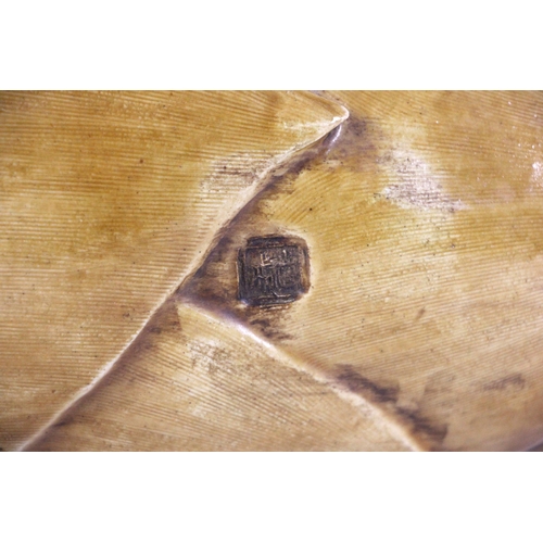 347 - A large Japanese porcelain model of two quail on a bamboo root, 19th century, each bird modelled per... 