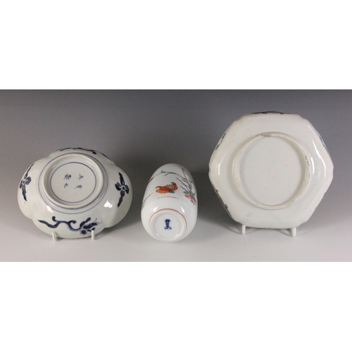 354 - A Japanese Sakaida Kakiemon porcelain vase, 20th century, the tapered cylindrical vase with narrow n... 