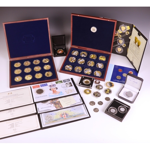 78 - A large collection of commemorative and proof coin sets, some silver coloured, some cased including ... 