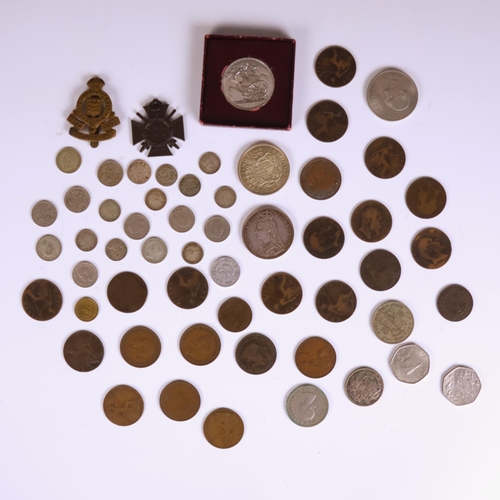 81 - A collection of English pre decimal coins, including 1887 and 1937 crown, and other silver and furth... 