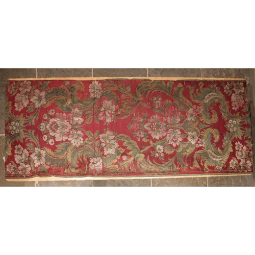 400 - Two panels of French Louis XV material, the silk panels finely woven in an all-over scrolling and fl... 