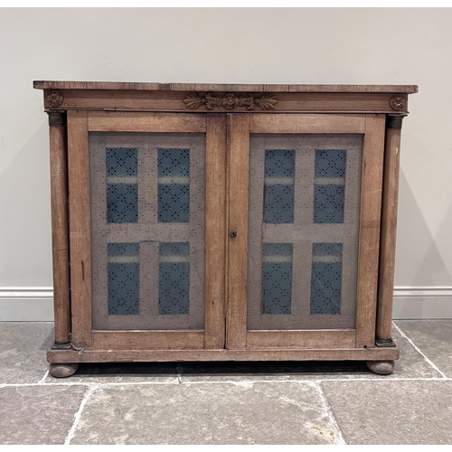 572 - A French Empire style rosewood credenza, 19th century and later, the rectangular top above a frieze ... 