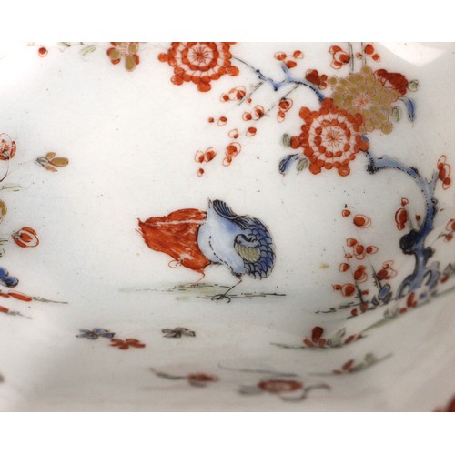 299 - A Bow porcelain kakiemon palette irregular octagonal dish in the 'Two Quail' pattern, mid 18th centu... 